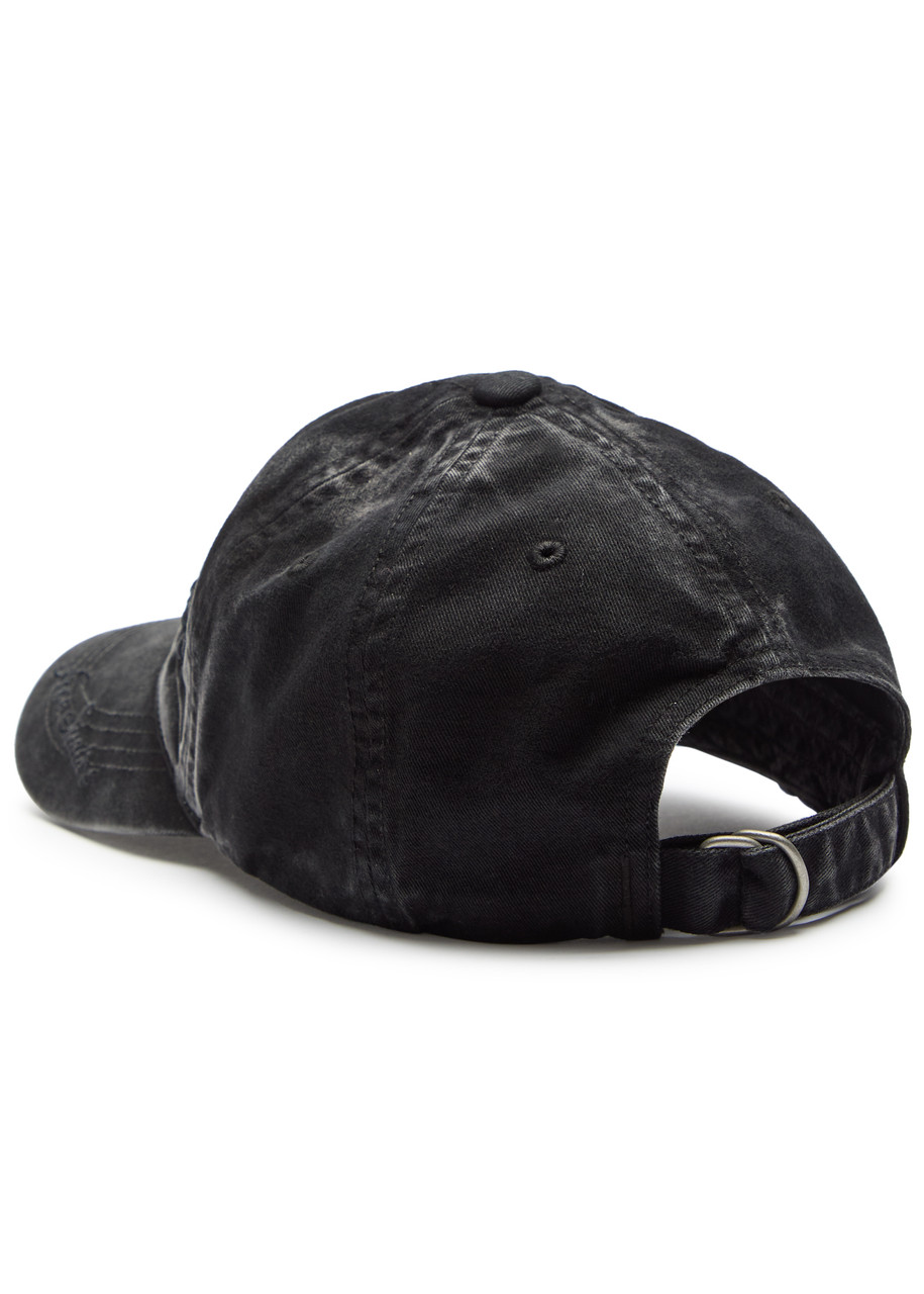 Acne Studios Logo-embroidered Faded Cotton Cap In Black