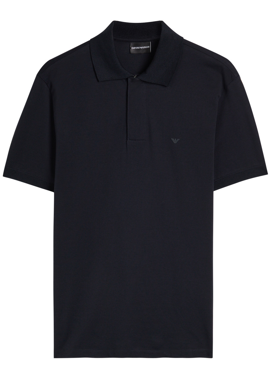 Emporio Armani Capsule Logo Cotton Polo Shirt In Blue