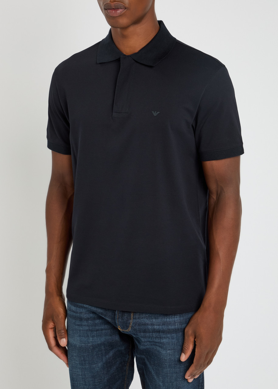Emporio Armani Capsule Logo Cotton Polo Shirt In Blue