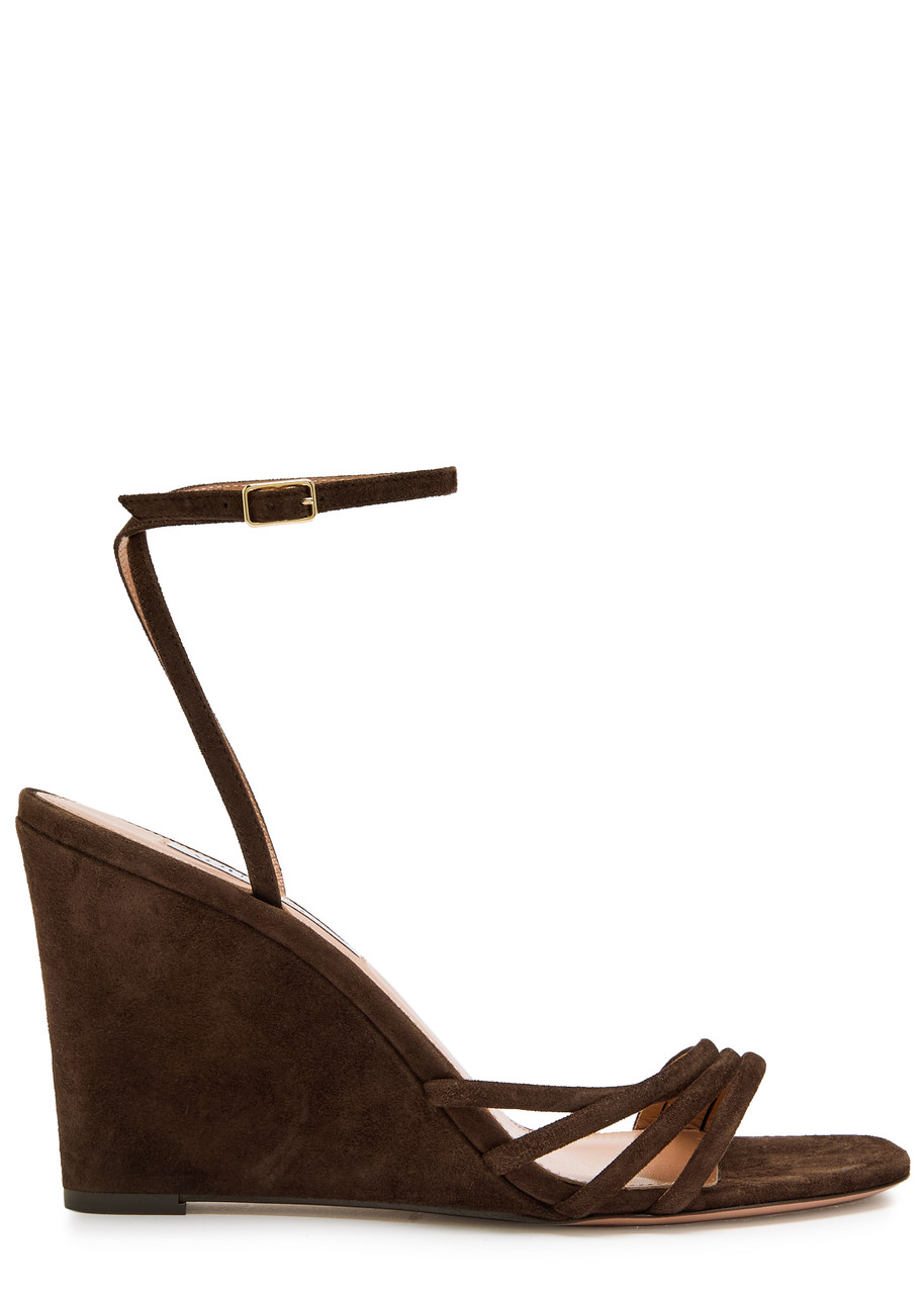 Aquazzura 85mm Latour Ankle-strap Wedge Sandals In Multi
