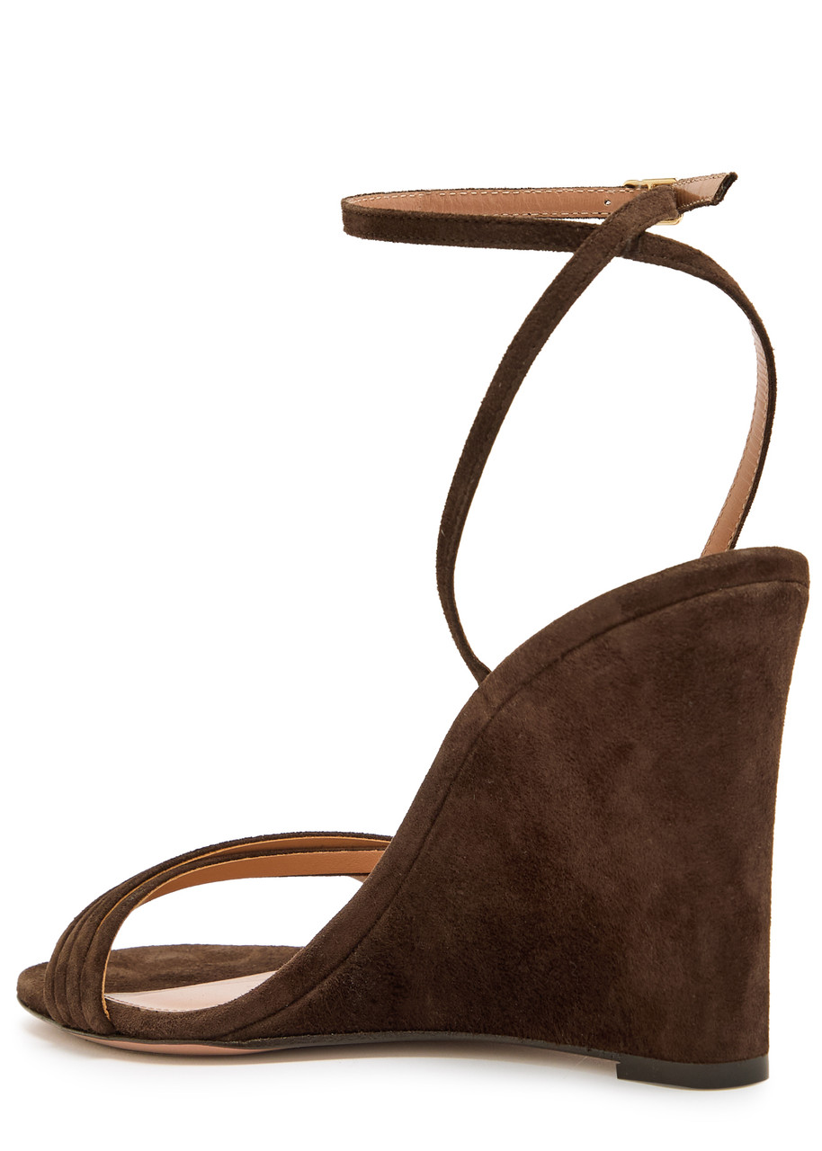 Aquazzura 85mm Latour Ankle-strap Wedge Sandals In Multi