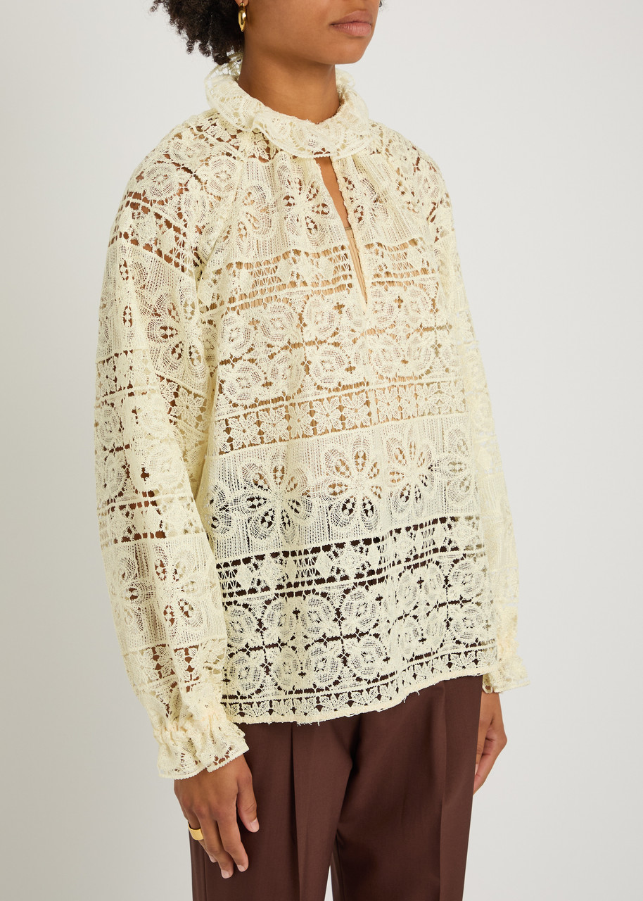 La Doublej La Double J Lacey Cerere Blouse In Neutral