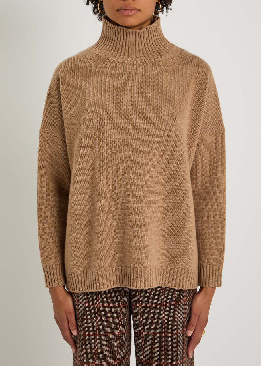 Weekend Max Mara Borgia Turtle-neck Wool Jumper In Brown