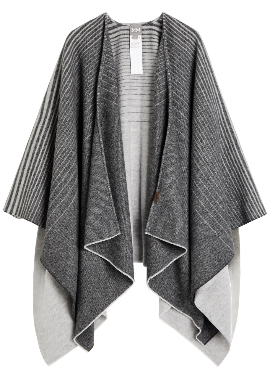 Mm Brenta Striped Brushed-knit Cape In Gray