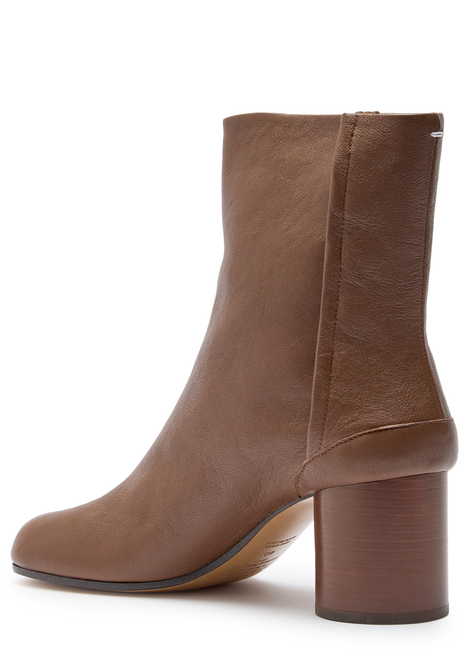 Maison Margiela Tabi 60 Leather Ankle Boots In Brown