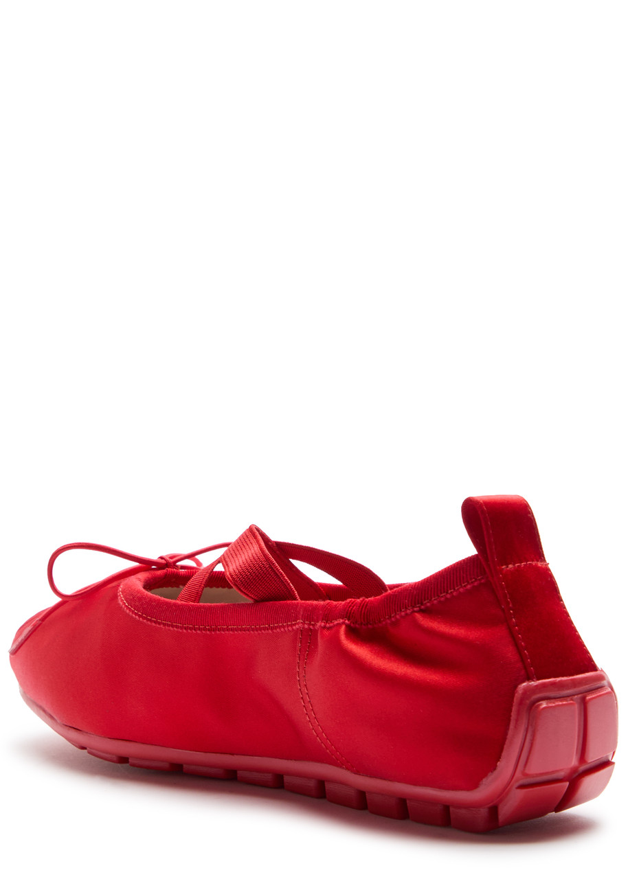 Simone Rocha Ballerina Grip Satin Ballet Flats In Red
