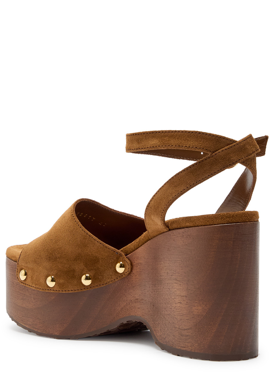 Gianvito Rossi 110 Suede Platform Wedge Sandals In Gold