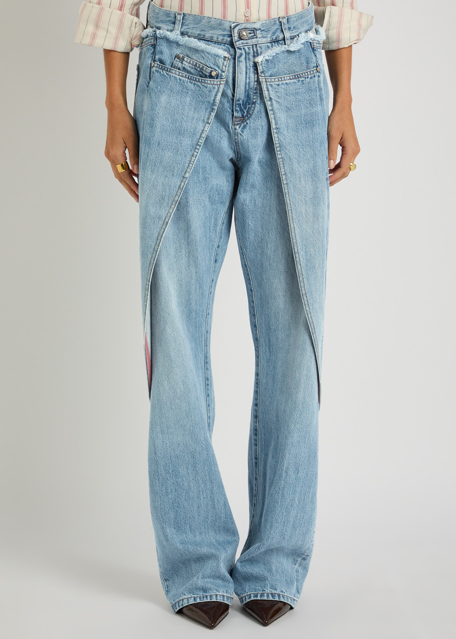 Bettter Wrap Panelled Straight-leg Jeans In Blue