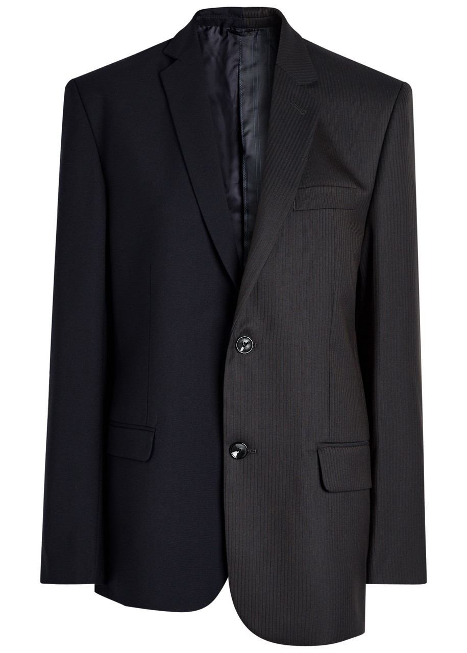 Bettter Sliced Panelled Wool-blend Blazer In Black