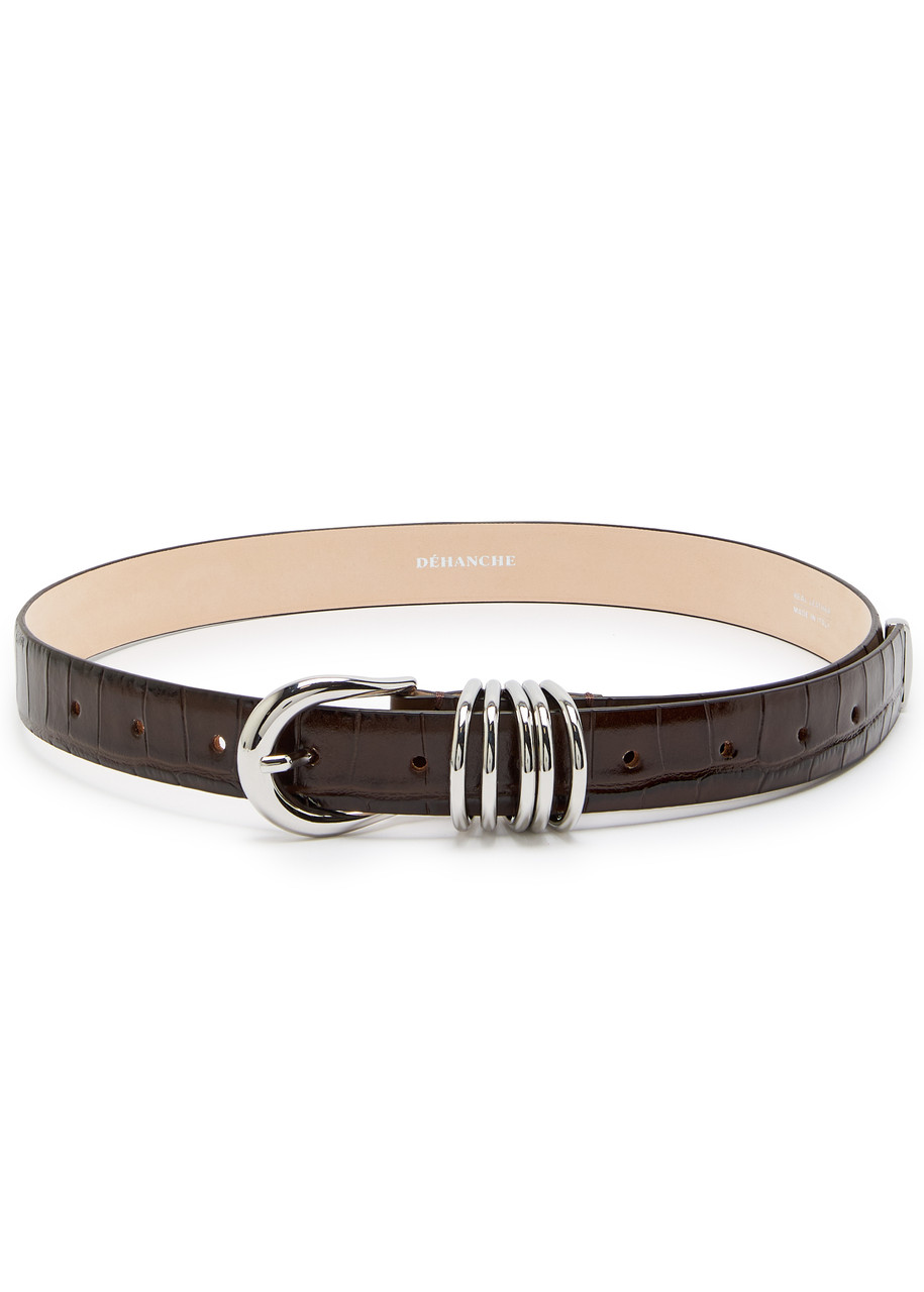 Dehanche Hollyhock Crocodile-effect Leather Belt In Brown