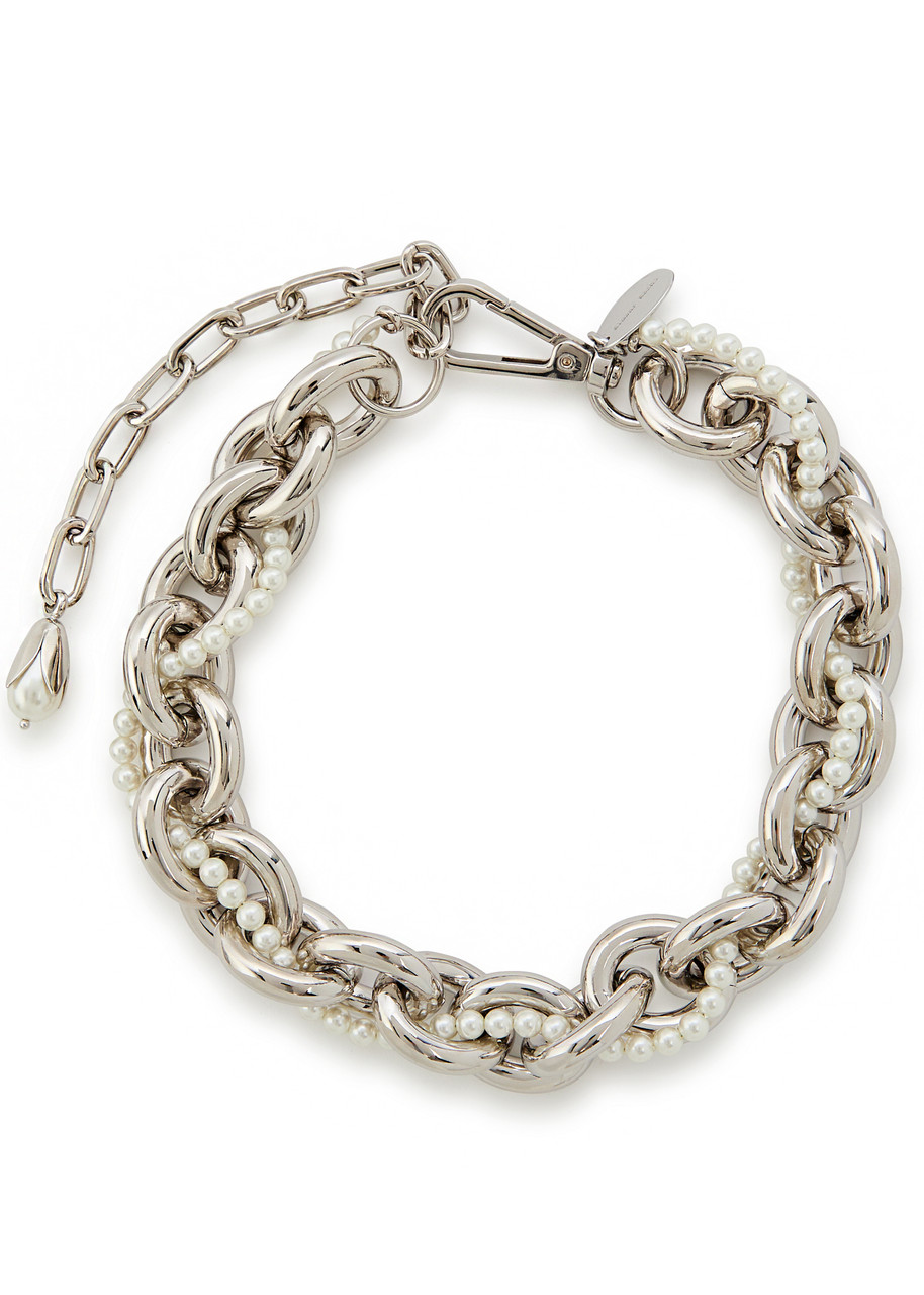 Simone Rocha Faux Peal-embellished Chain Necklace In White
