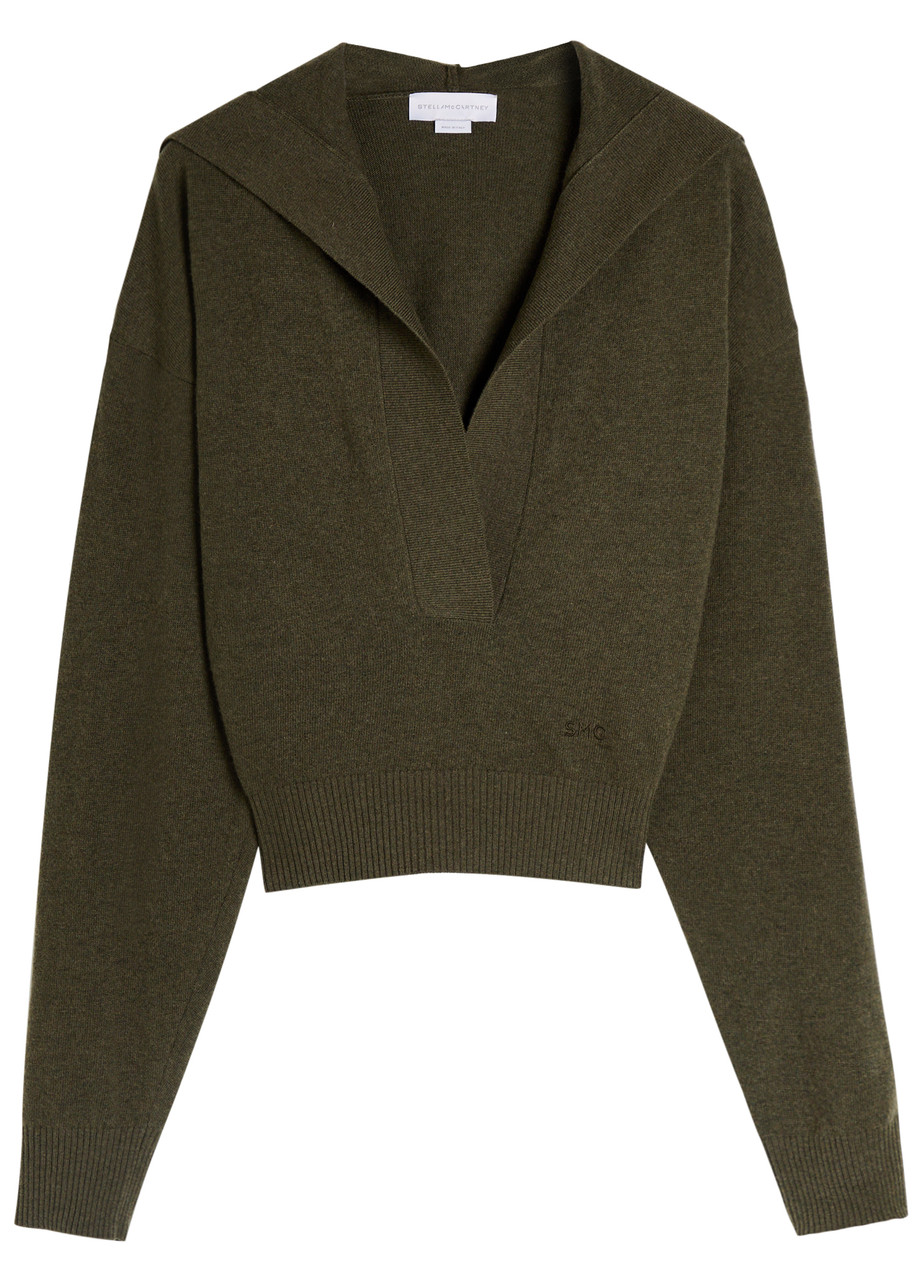 Stella Mccartney Hooded Wool Jumper In Brown