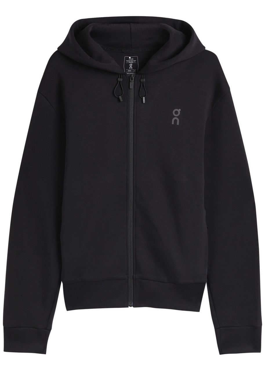 On Focus Tech Hooded Cott-blend Sweatshirt In Black
