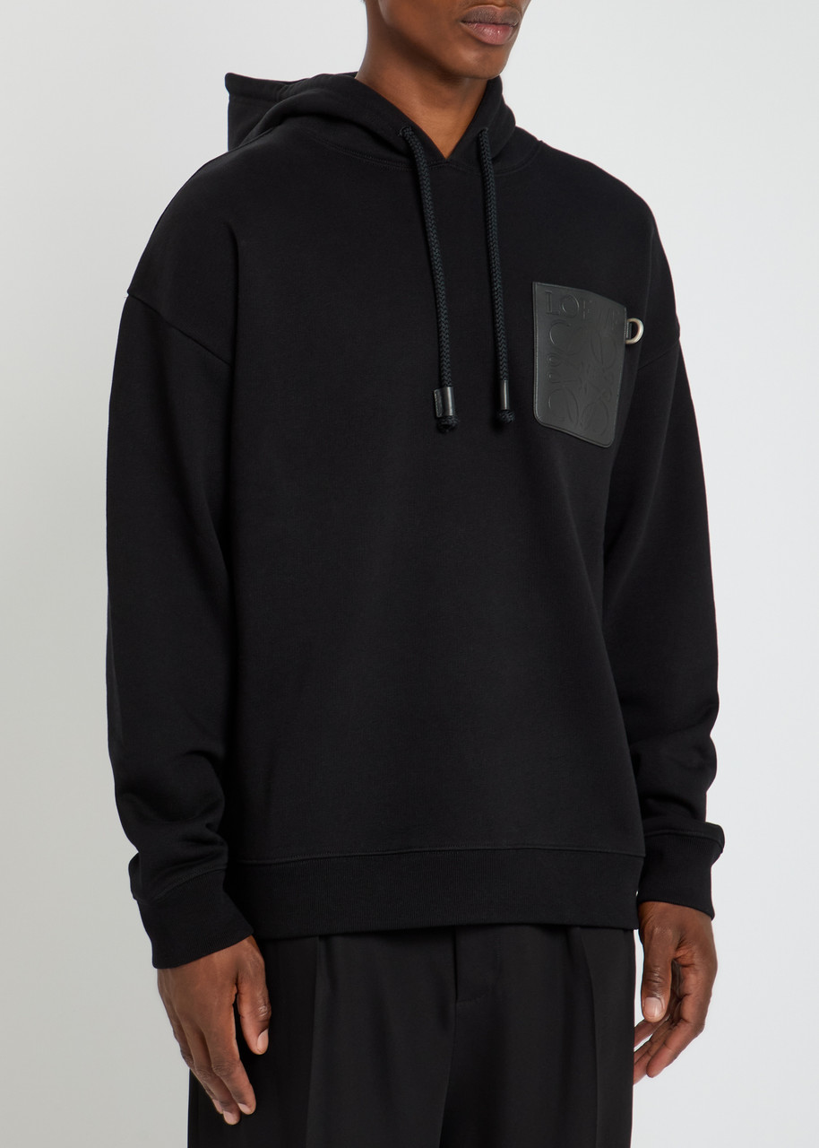 Loewe Embossed Anagram Hooded Sweatshirt In Black