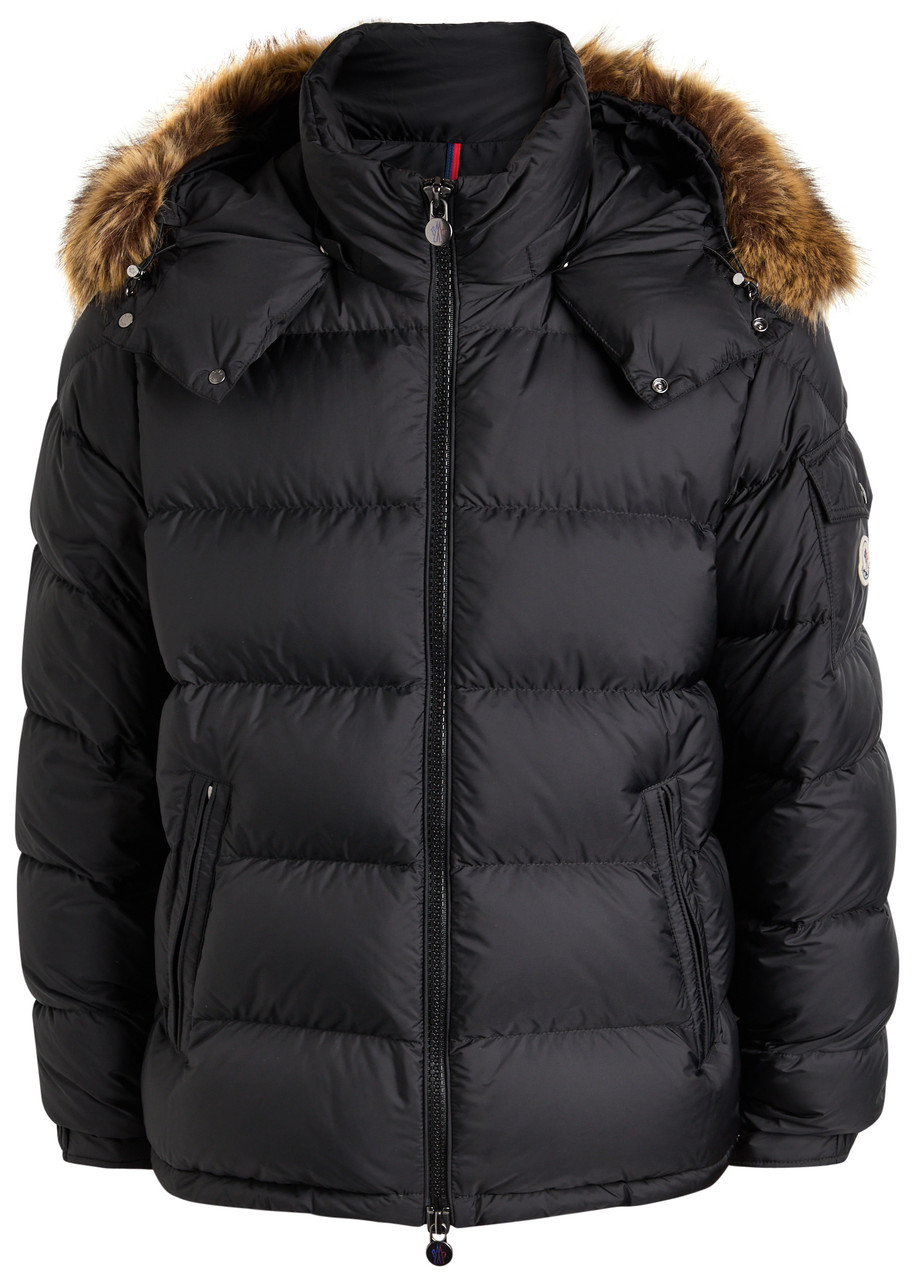 Moncler Maya Faux Fur-embellished Shell Jacket In Black