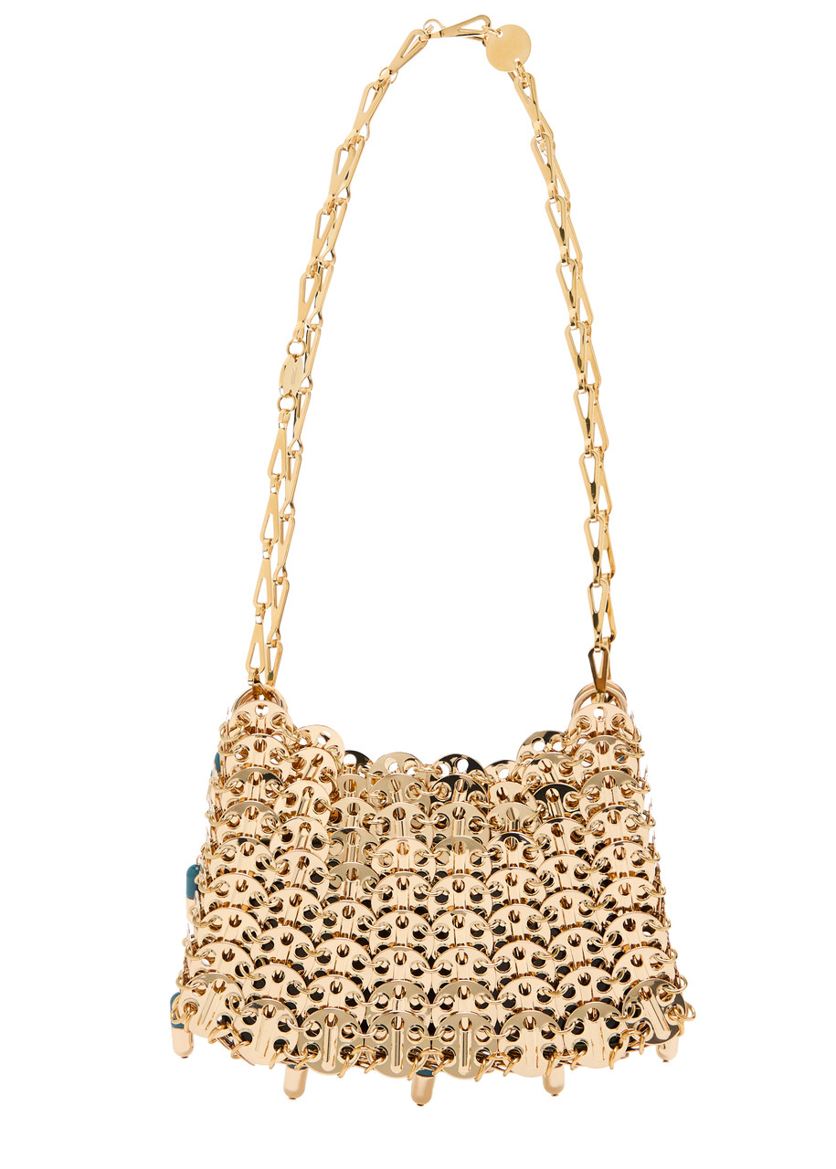 Rabanne 1969 Nano Pils Shoulder Bag With Embellishments In Gold