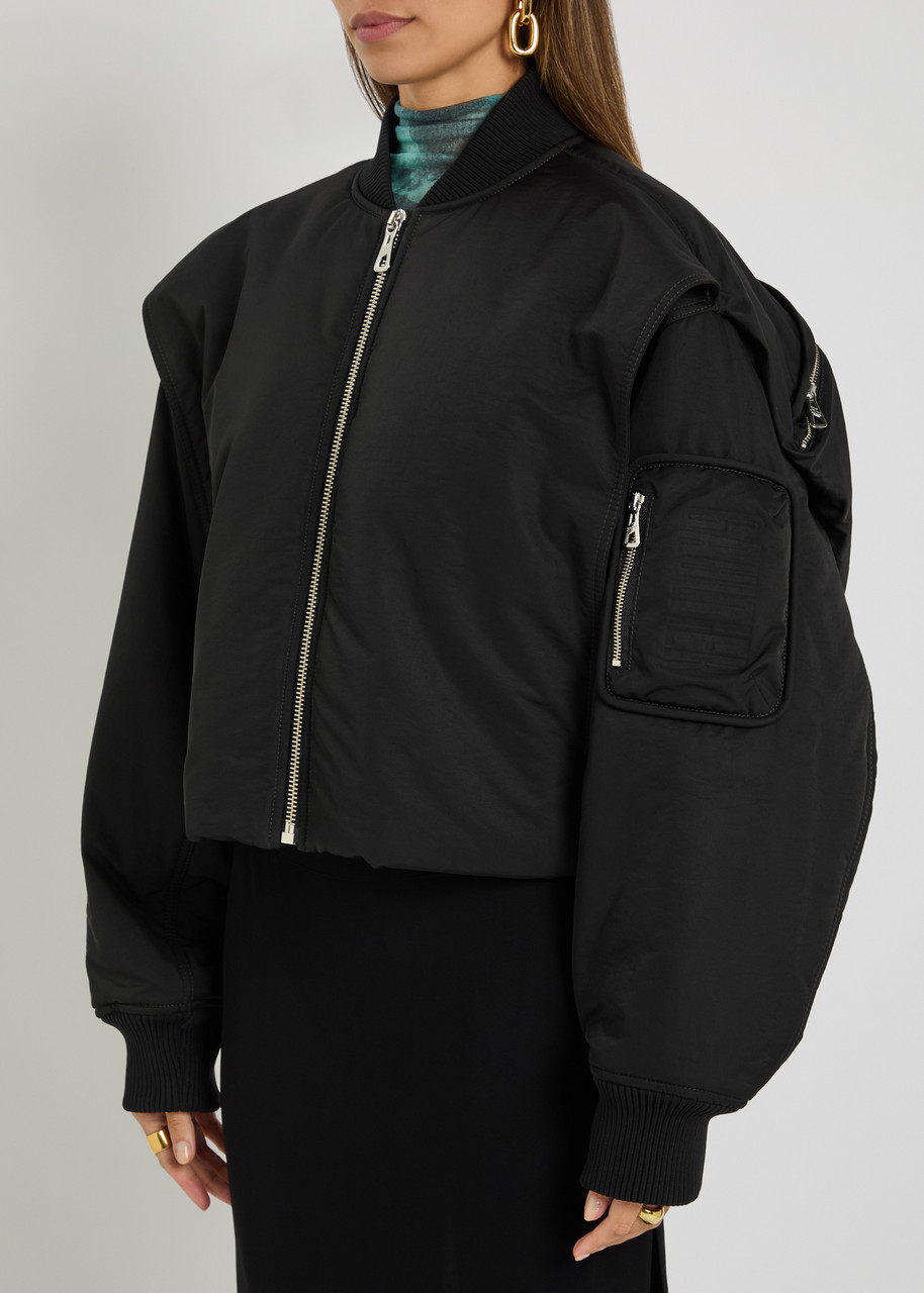 Jean Paul Gaultier Cropped Bomber With Hidden Hood Detail In Black