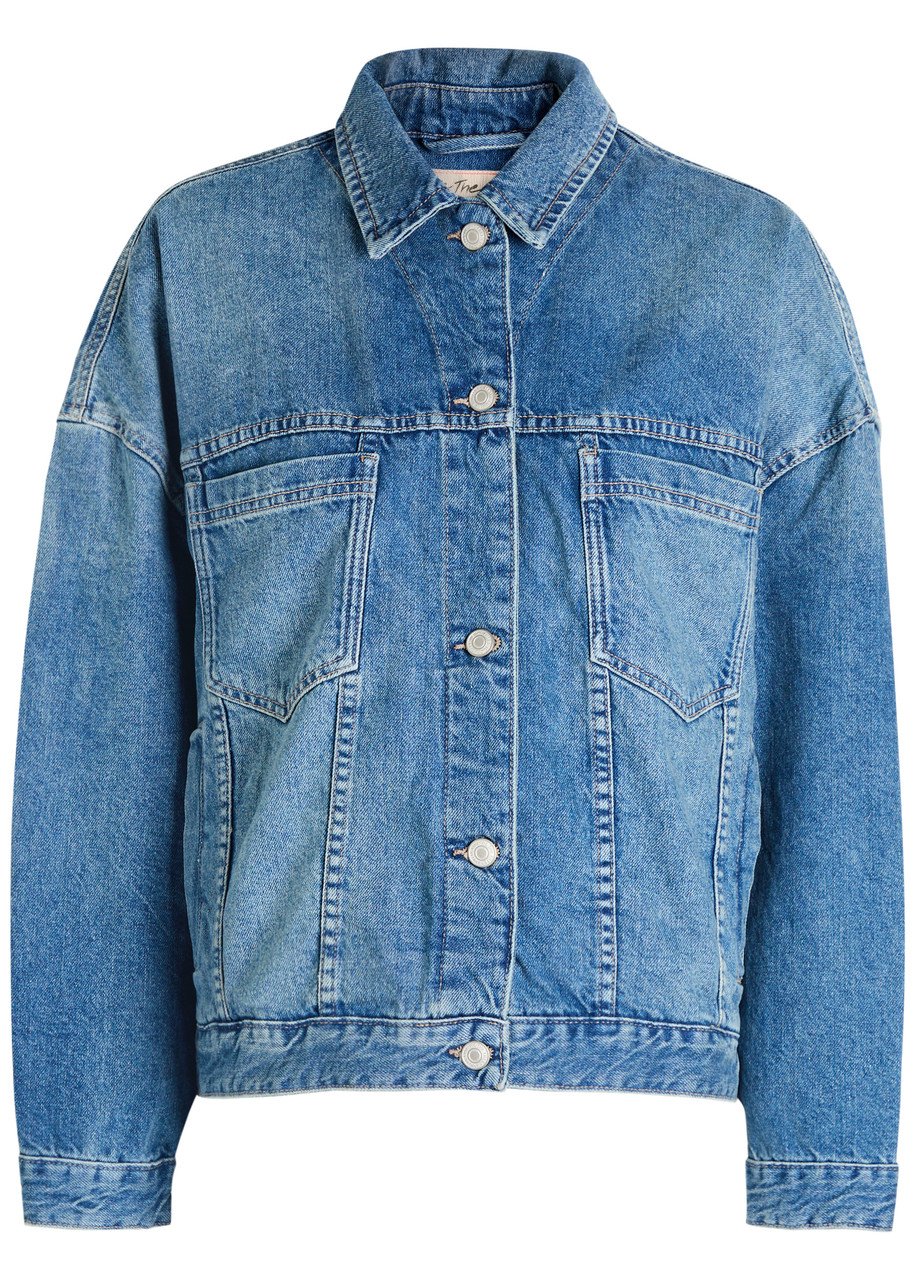 Free People We The Free Opal Swing Denim Trucker Jacket In Blue
