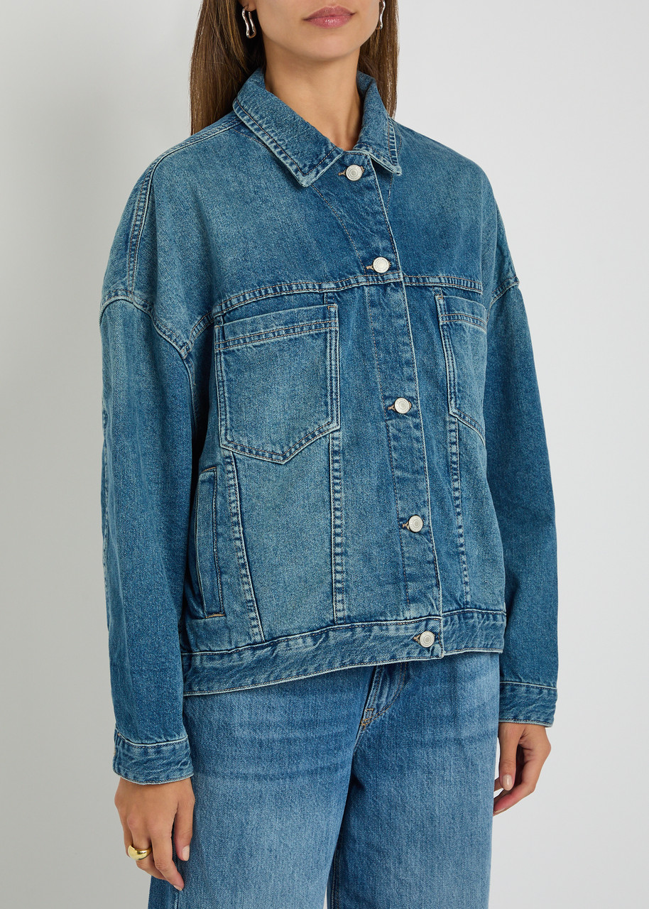 Free People We The Free Opal Swing Denim Trucker Jacket In Blue