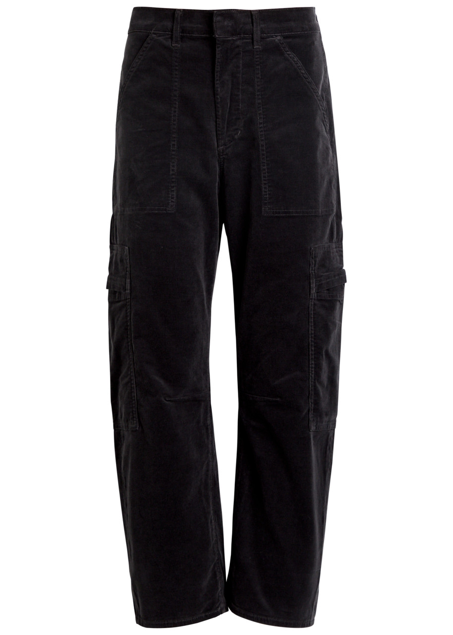 Citizen Of Humanity Citizens Of Humanity Marcelle Low Slung Corduroy Cargo Trousers In Black
