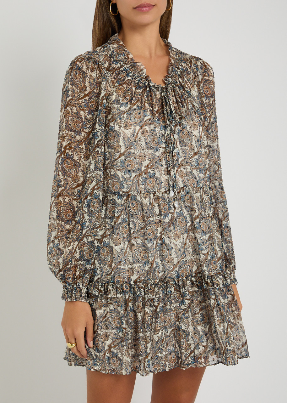 Veronica Beard Charles Printed Silk-blend Mini Dress In Multi