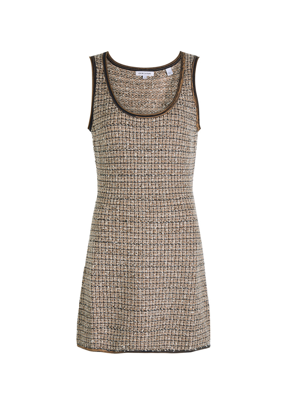 Veronica Beard Basette Sleeveless Tweed Dress In Brown
