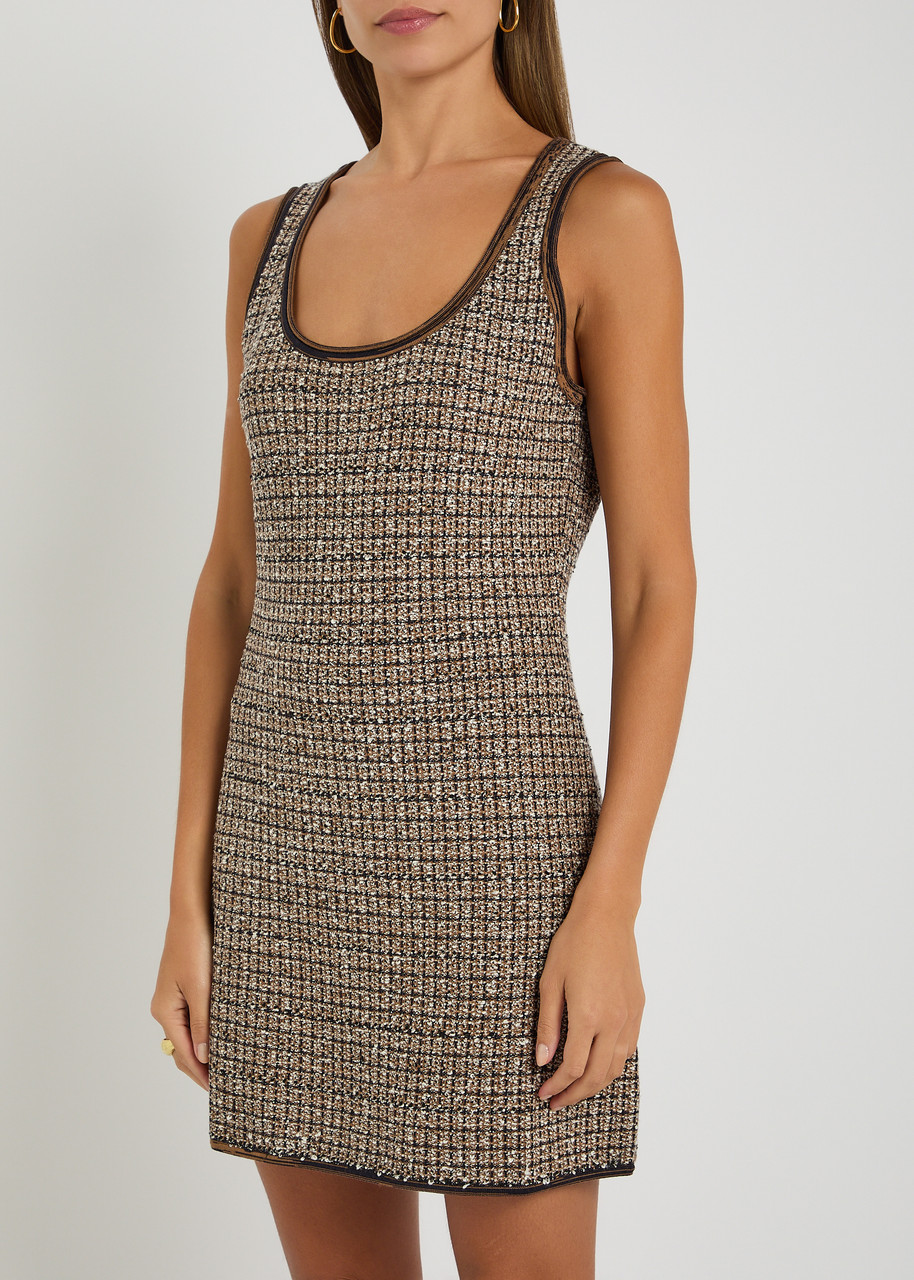 Veronica Beard Basette Sleeveless Tweed Dress In Brown