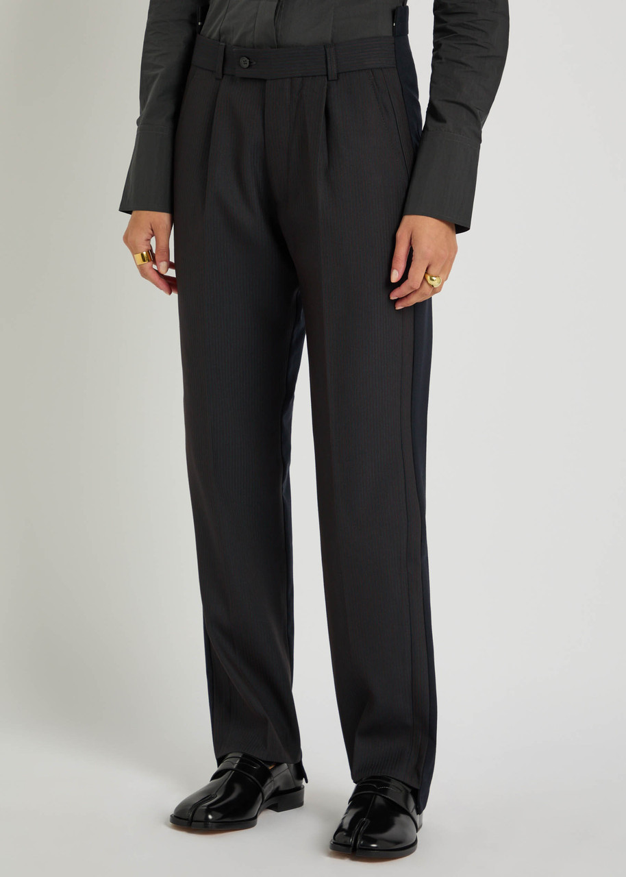 Bettter Sliced Straight-leg Wool-blend Trousers In Multi