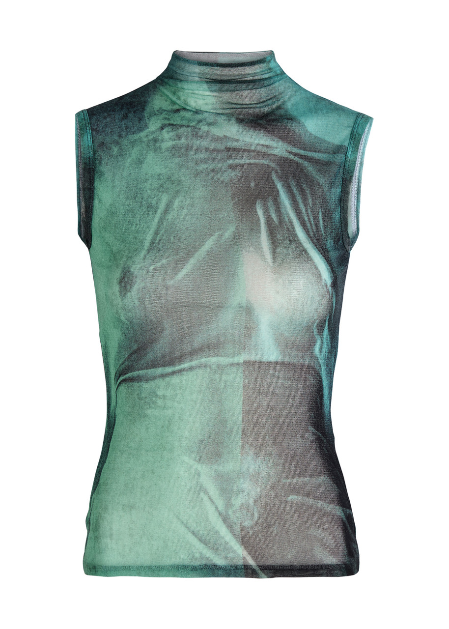 Jean Paul Gaultier Printed Mesh Top In Multi