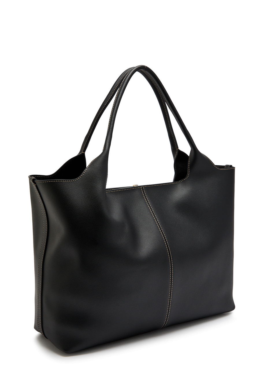 Tod's Medium-small Leather Shopping Bag In Black