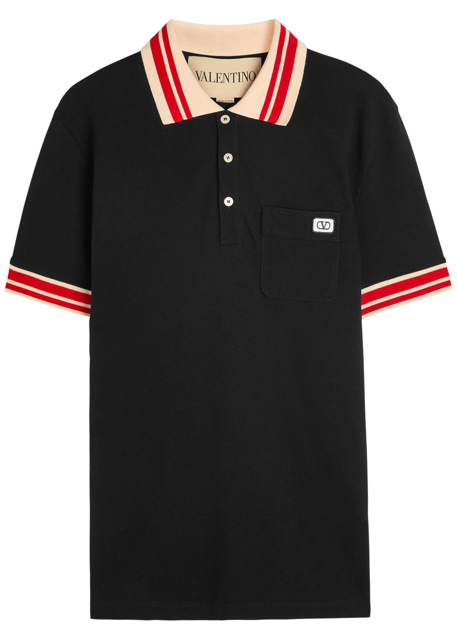 Valentino Vlogo Signature Cotton Polo Shirt In Black
