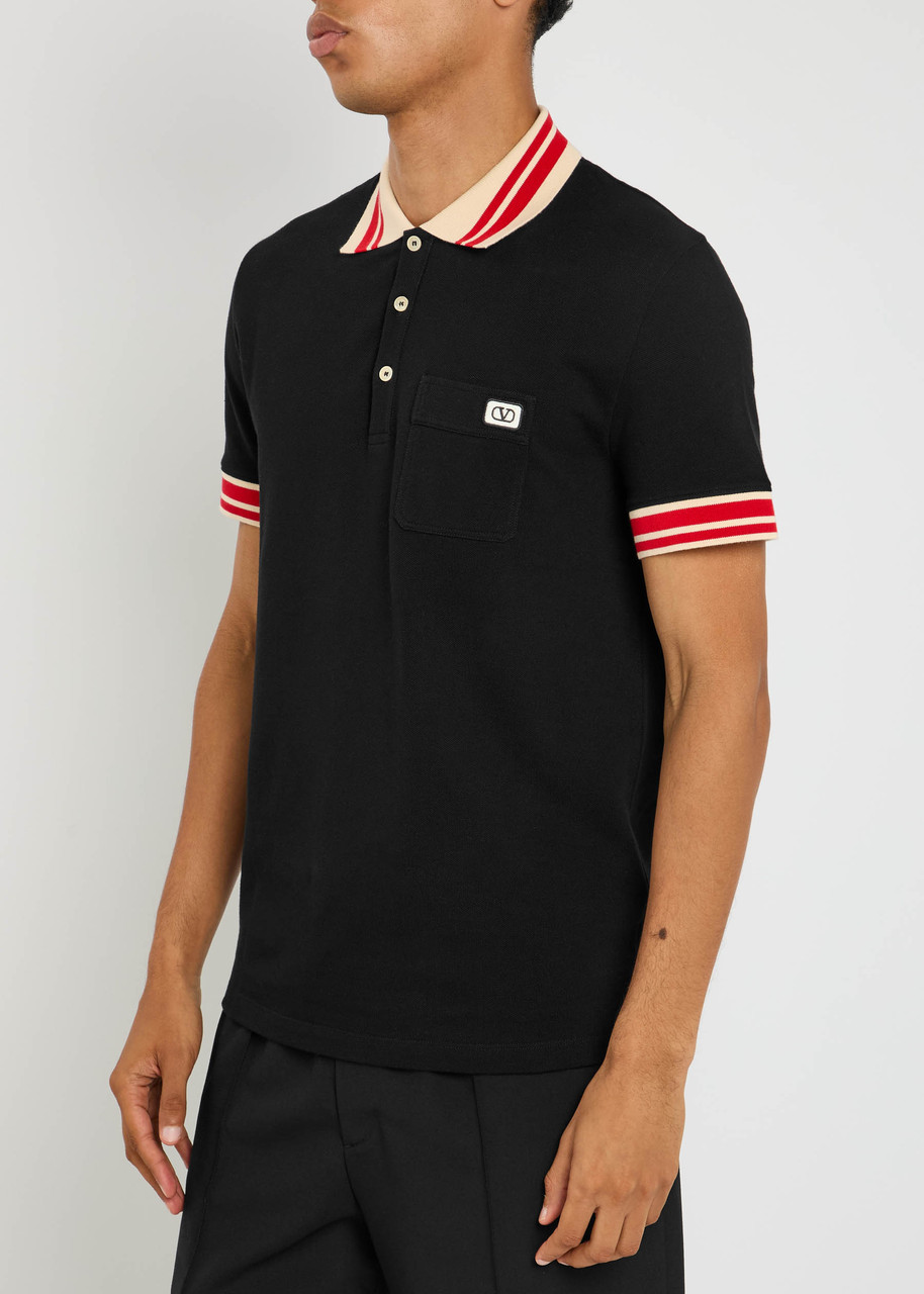 Valentino Vlogo Signature Cotton Polo Shirt In Black