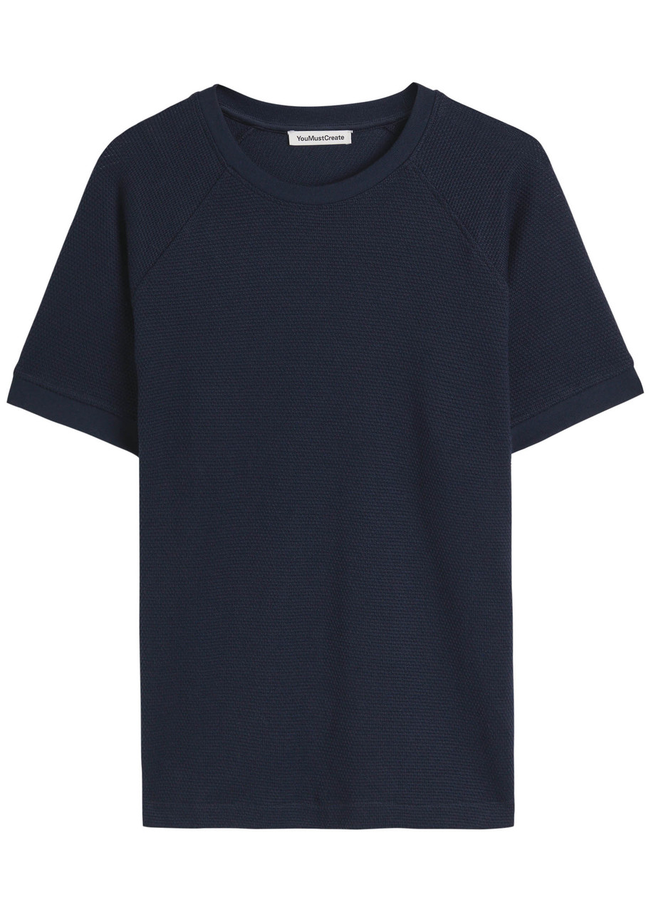 Ymc Marquee Waffle-knit Cotton-blend T-shirt - Navy - L