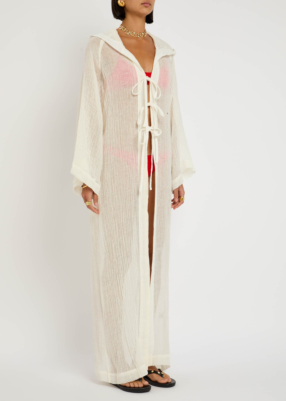 Lisa Marie Fernandez Linen-blend Maxi Beach Cape In White