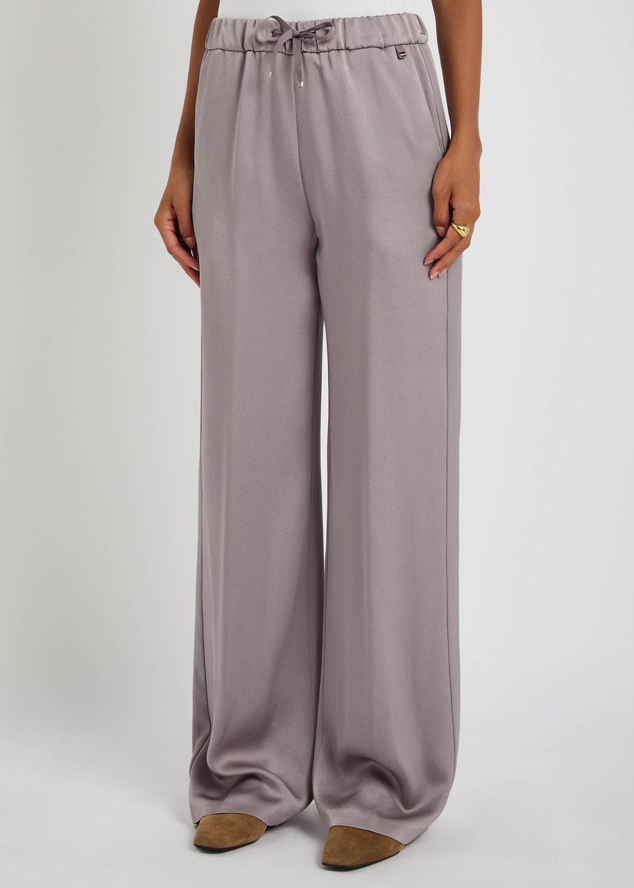 Herno Wide-leg Crepe De Chine Trousers In Pink