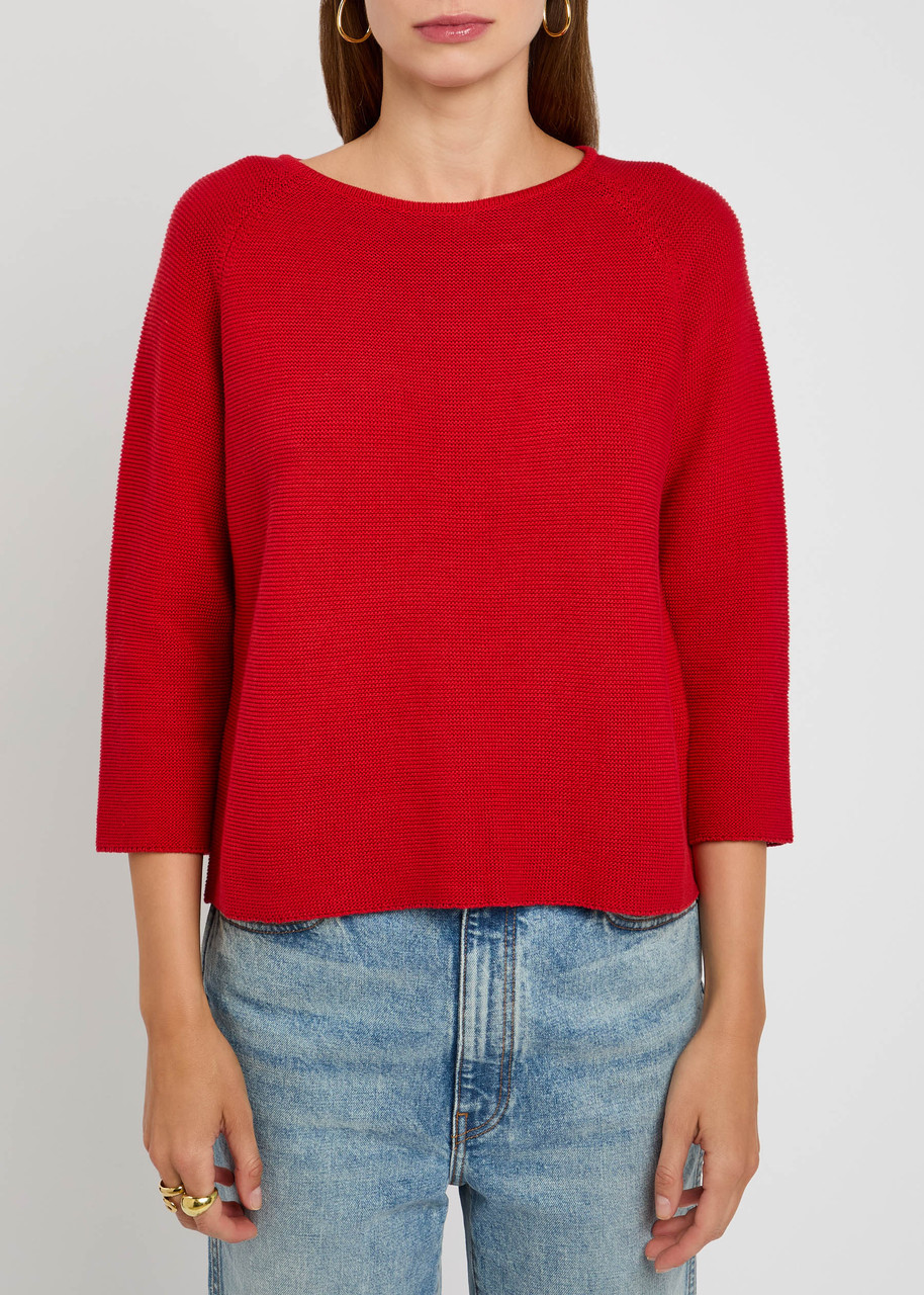 Weekend Max Mara Raglan-sleeve Boat-neck Sweater In Red