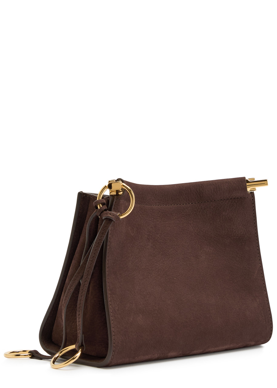 Alaïa Nubuck Small Shoulder Bag In Brown