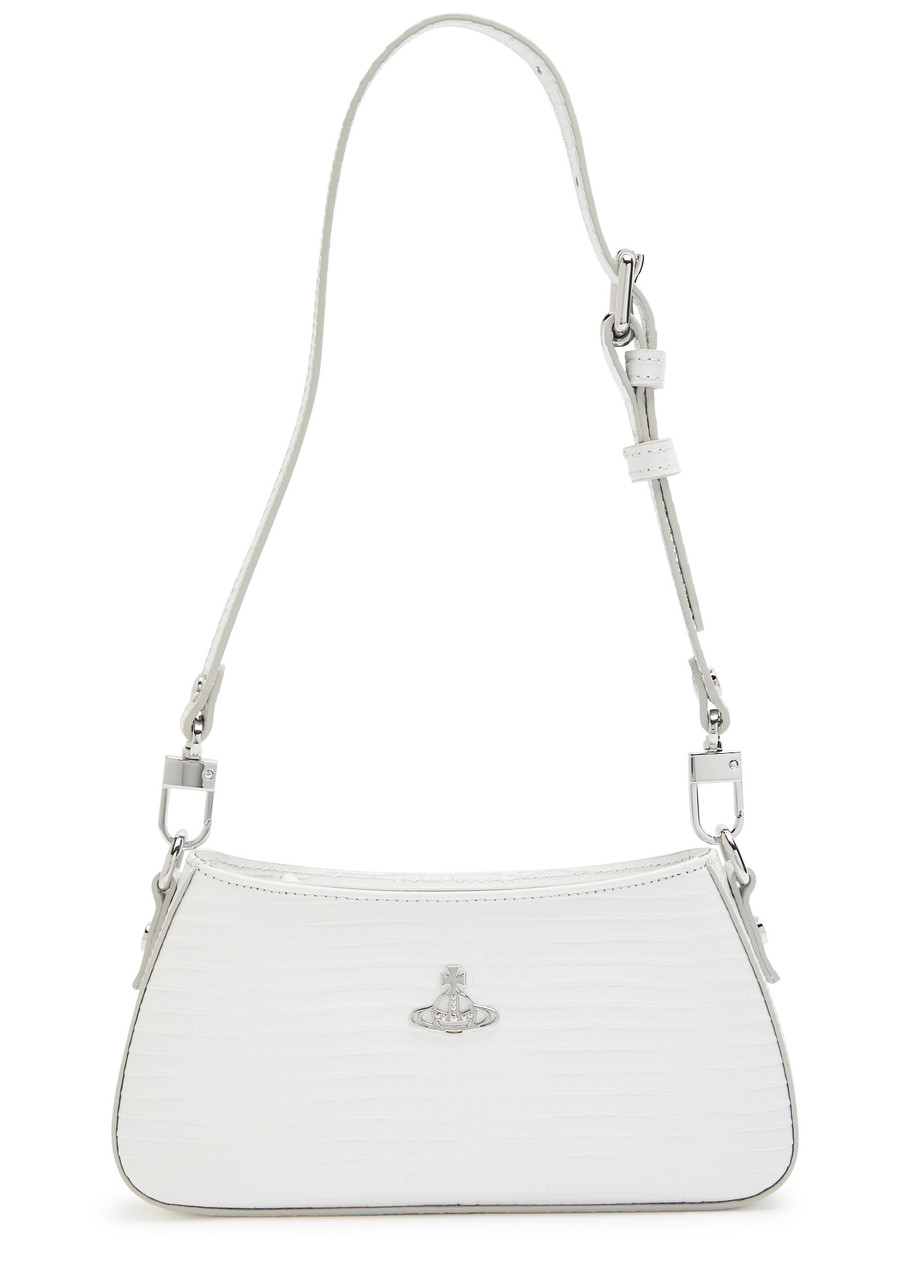 Vivienne Westwood Tasha Crocodile-effect Leather Shoulder Bag In White
