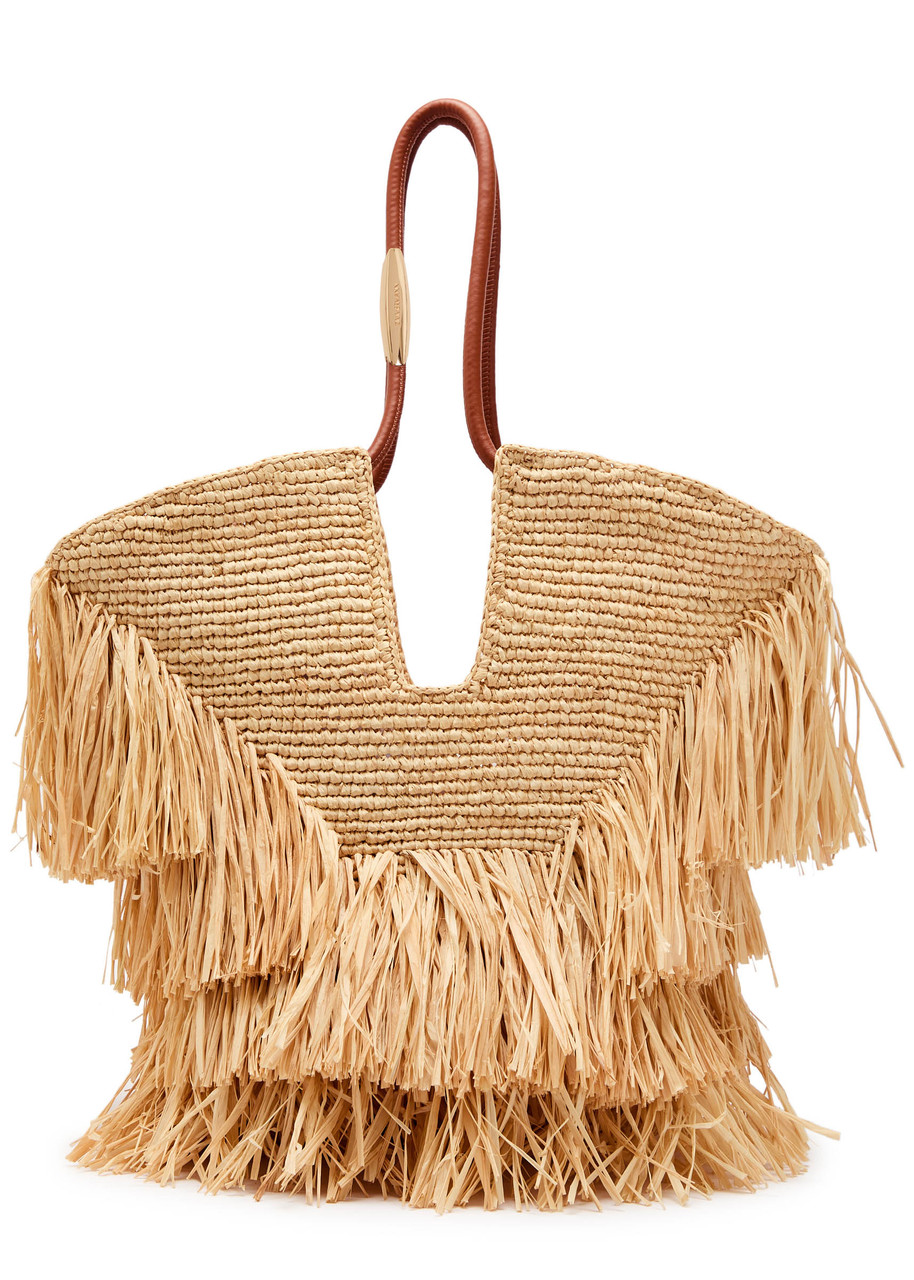 Zimmermann Goldentime Medium Raffia Tote Bag In Brown