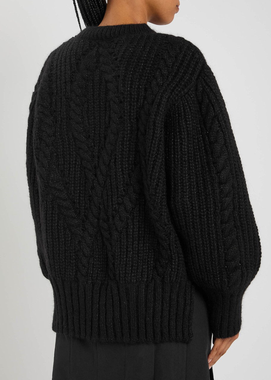  Simone Rocha Embellished Cable-knit Alpaca-blend Jumper - Black - Xs (uk6 / Xs) 