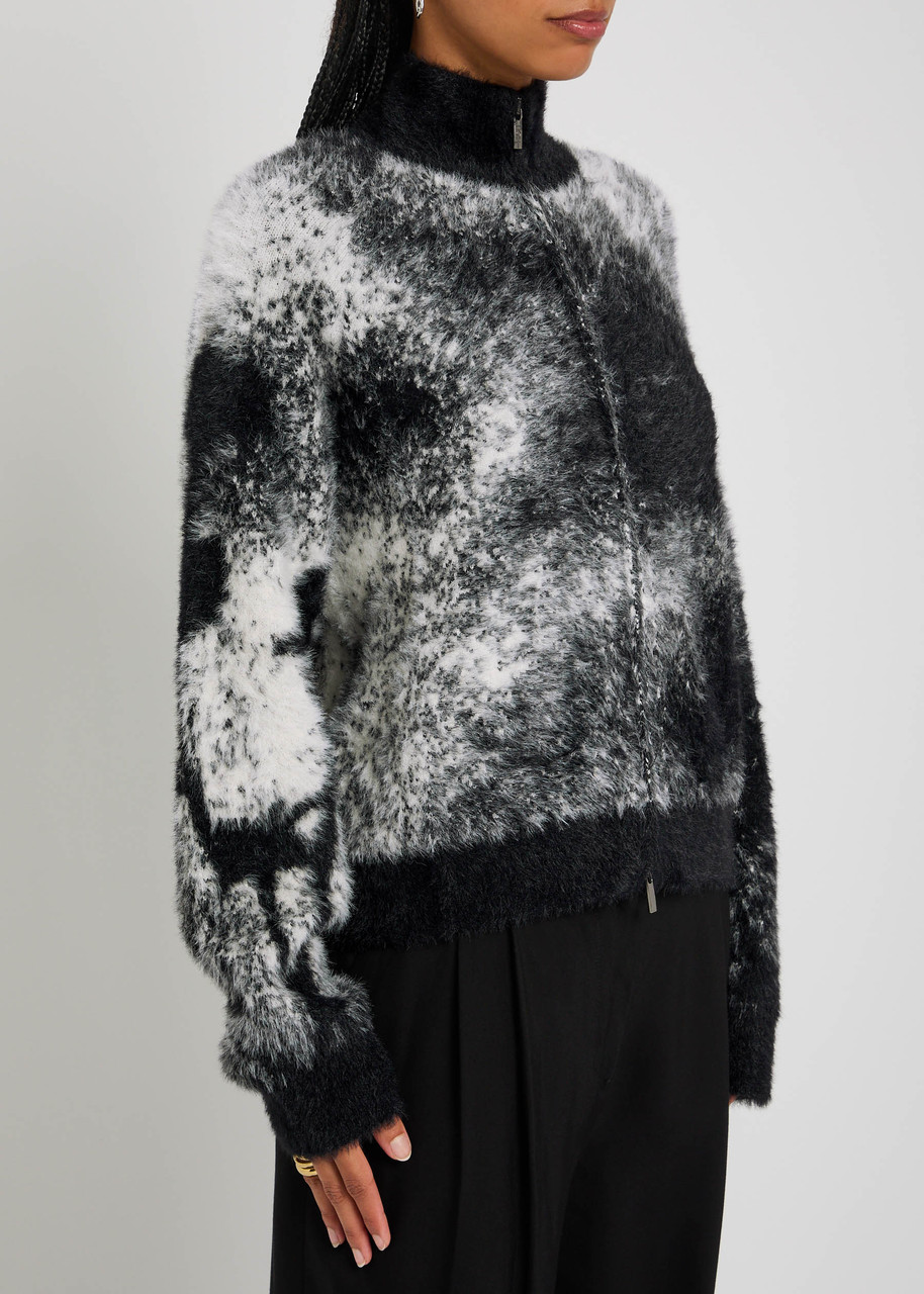 High Summon Up Brushed-knit Cardigan In Gray