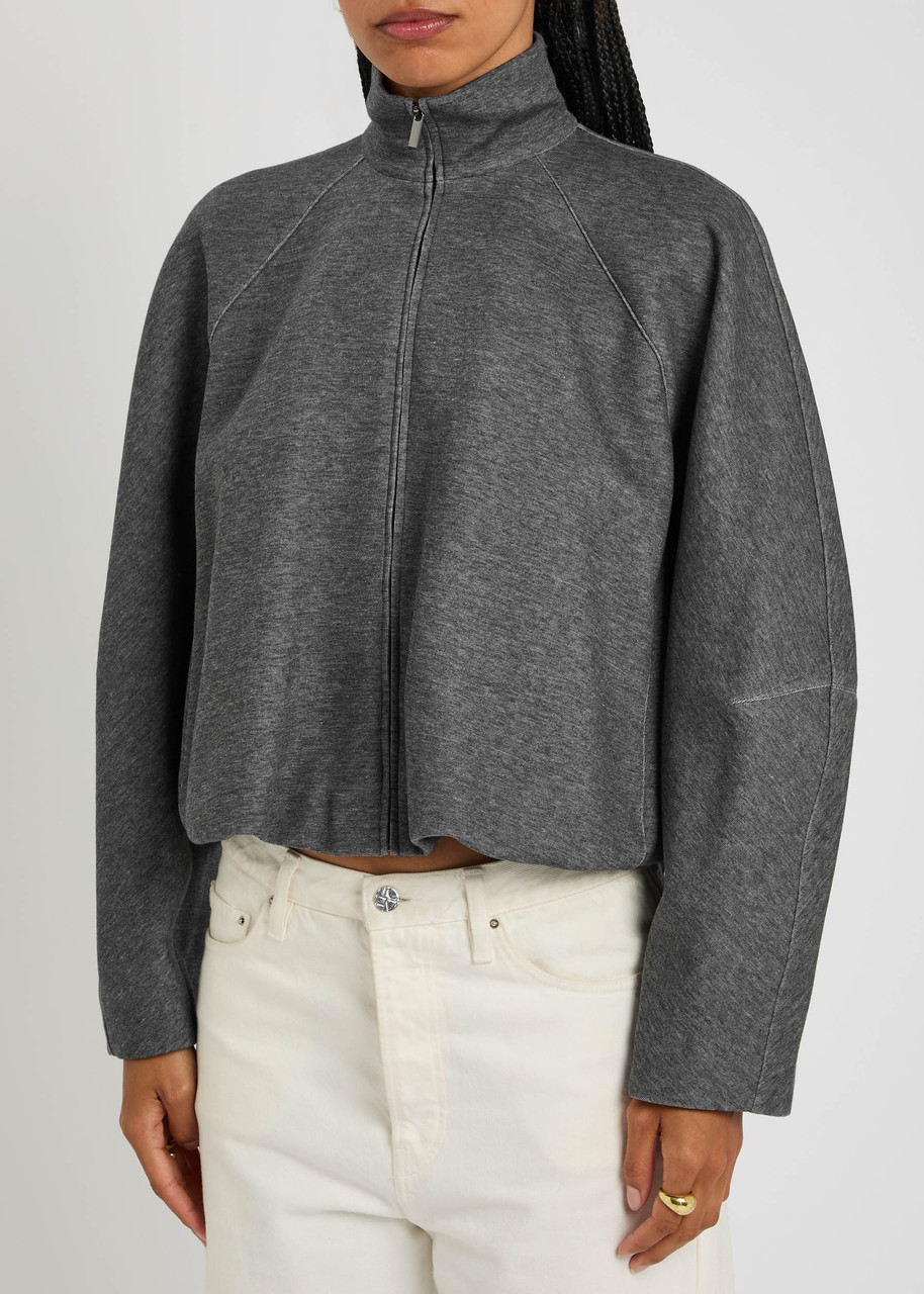Mm Era Cropped Cotton-blend Jacket In Gray