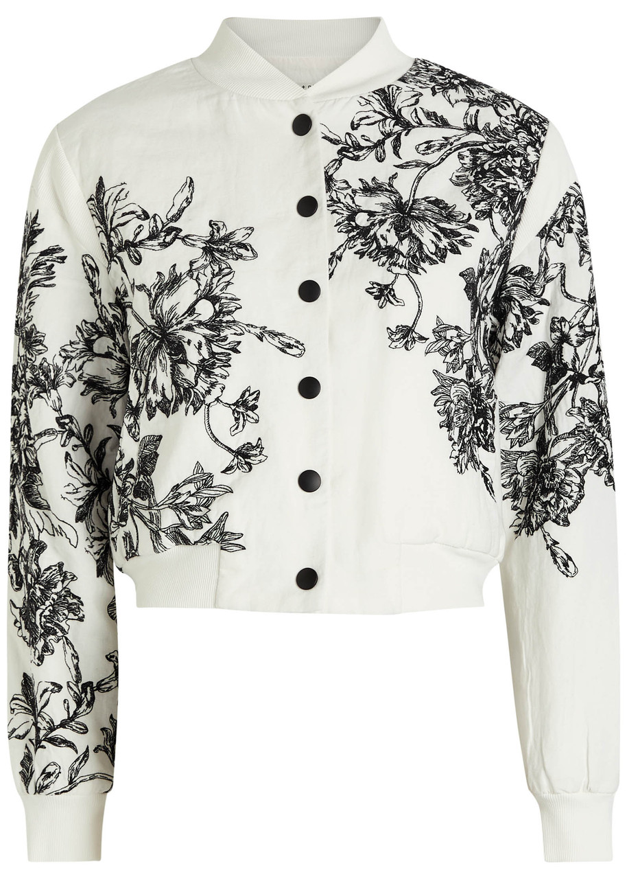 Alice And Olivia Alice + Olivia Keri Embroidered Cotton-blend Bomber Jacket In Multi