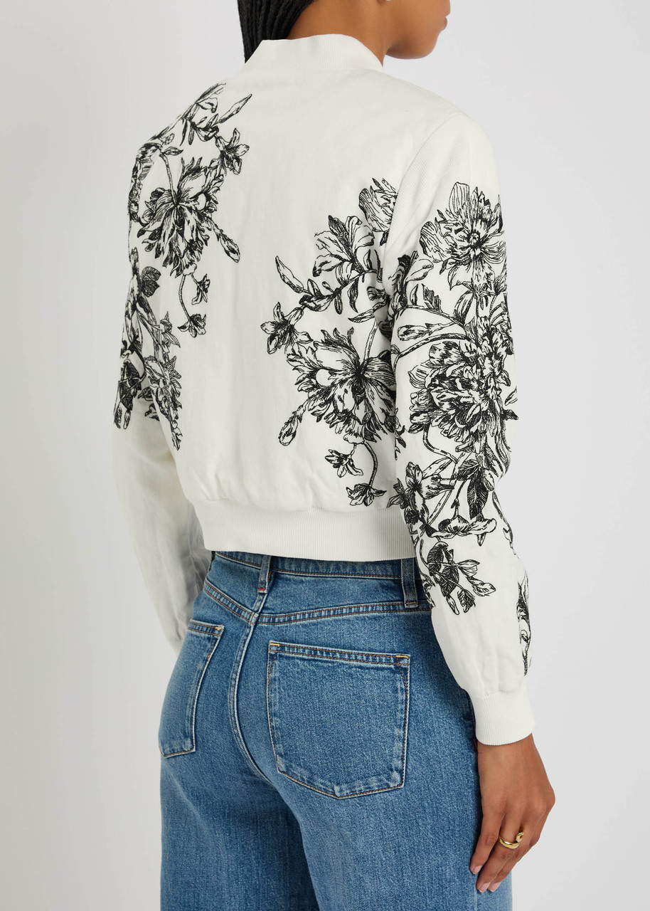 Alice And Olivia Alice + Olivia Keri Embroidered Cotton-blend Bomber Jacket In Multi