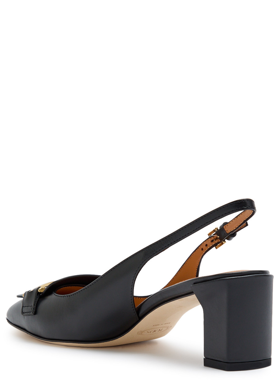 Tod's Tods Barretta 50 Smoothed Leather Slingback Pumps In Black