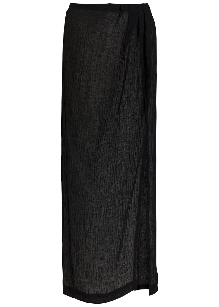 Lisa Marie Fernandez Linen-blend Maxi Sarong Skirt In Black