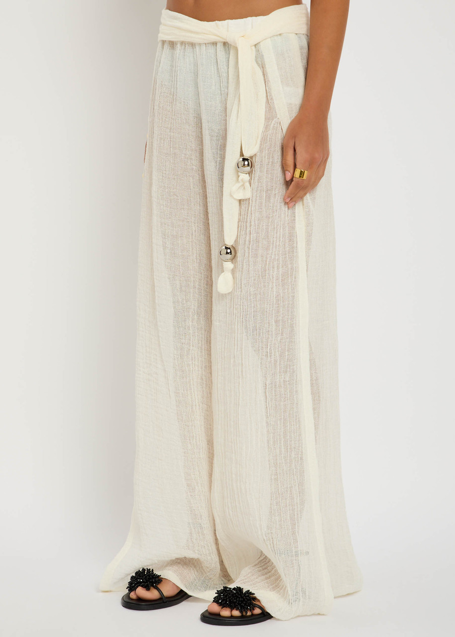 Lisa Marie Fernandez Linen-blend Wide-leg Trousers In White