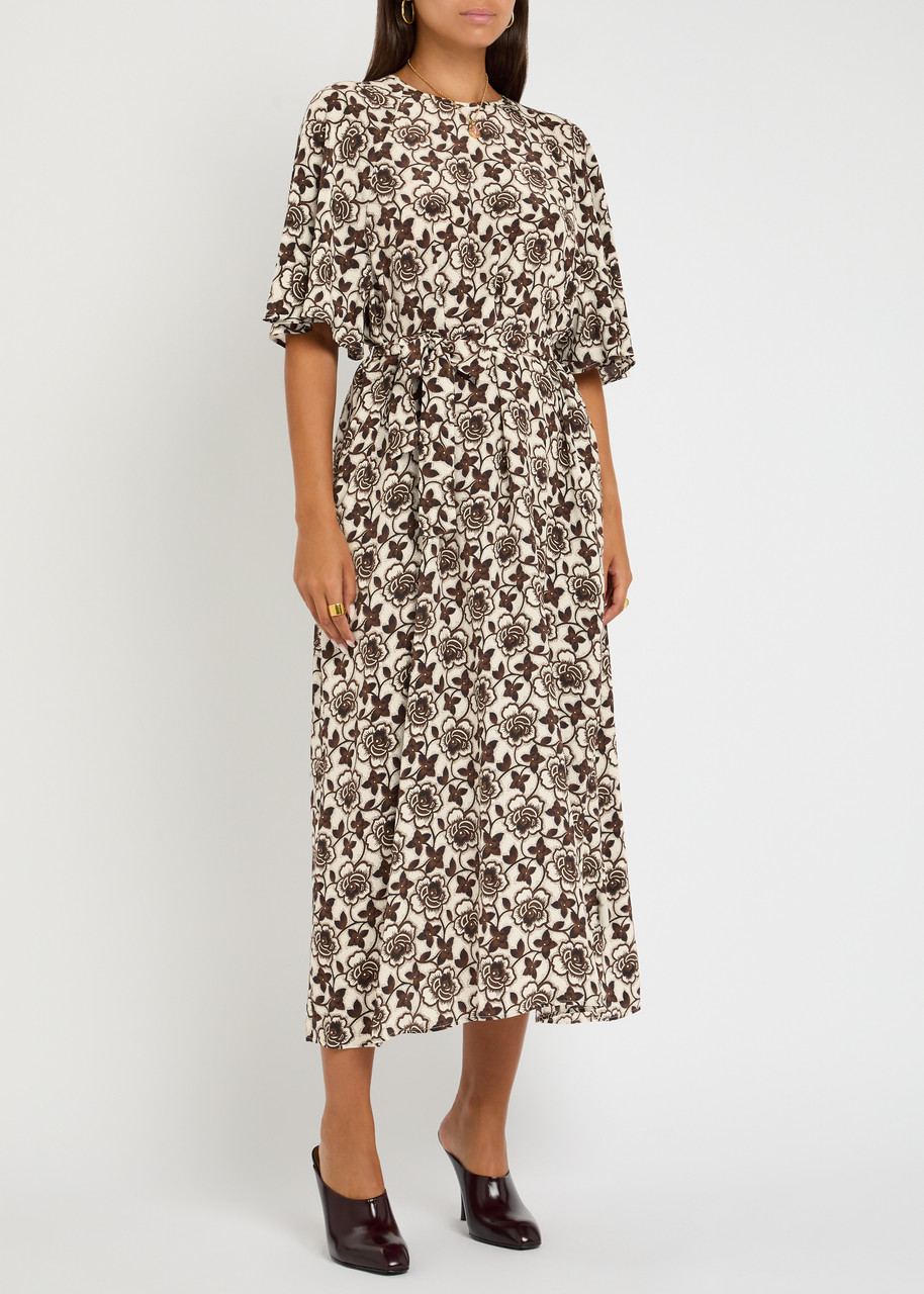 Weekend Max Mara Varese Floral-print Silk Midi Dress In Multi