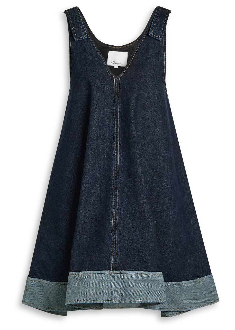 3.1 Phillip Lim Trapeze Denim Mini Dress In Blue
