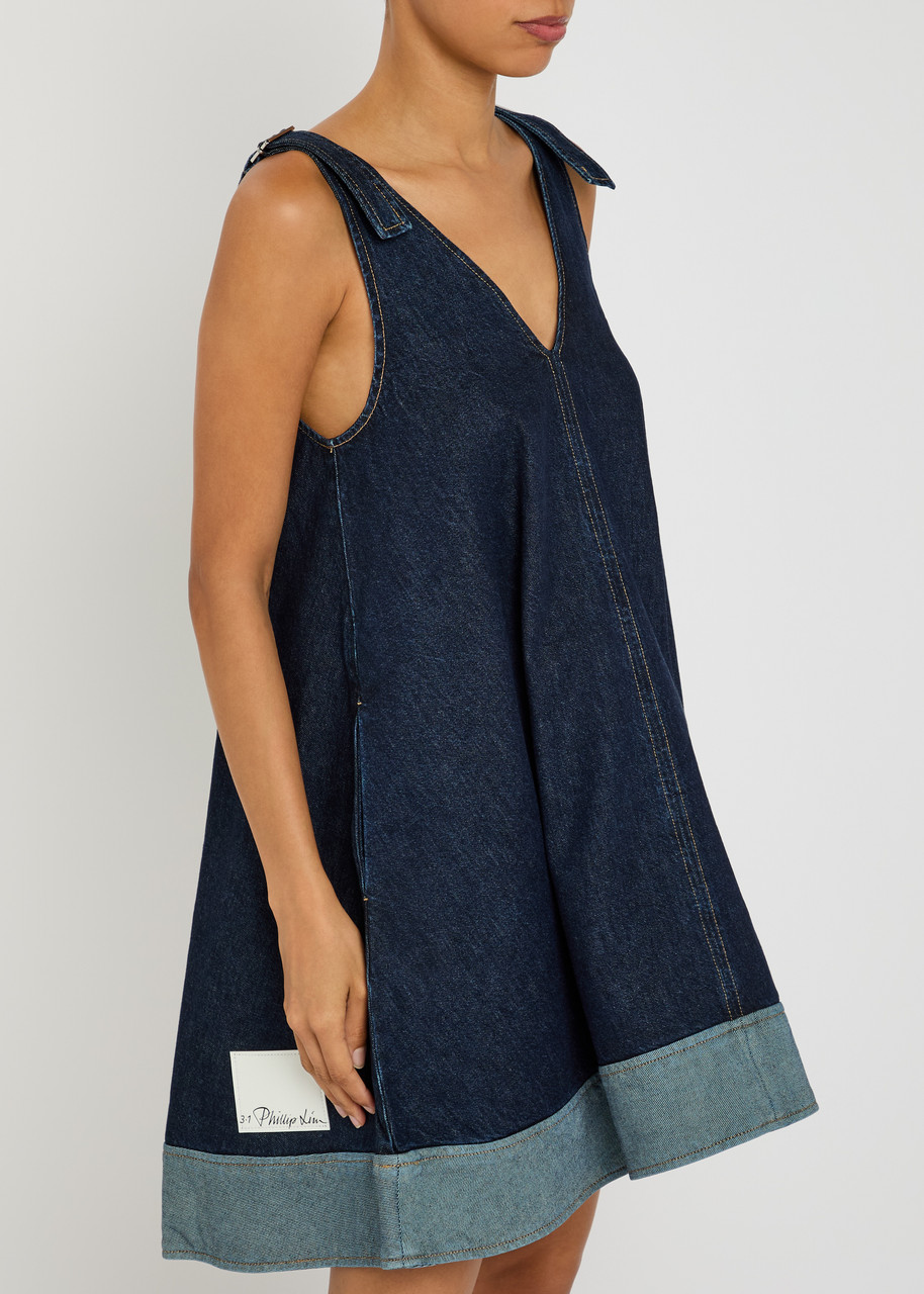 3.1 Phillip Lim Trapeze Denim Mini Dress In Blue